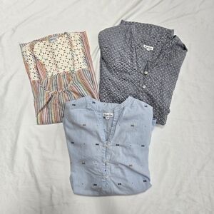 Steven Alan Bundle Lot Of 3 100% Cotton Sleeveless And Long Sleeve Top Shirts